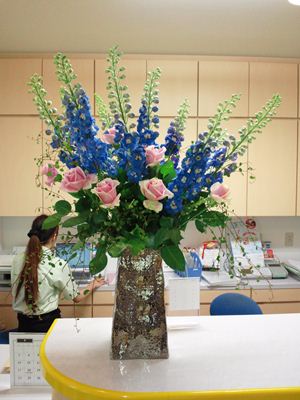 デルフィニウム バラ ロジータベンデラ 受付の花