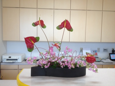 アンスリューム 宿根スイトピー レッドウィロー パセリ 受付の花