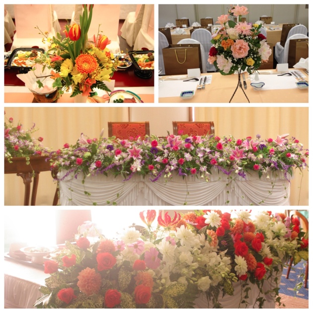 結婚式　ウェディング　メインテーブル　卓上花　平戸市　海上ホテル