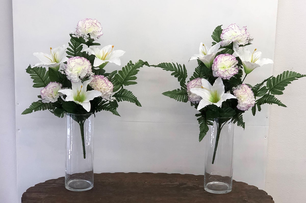 お墓の造花が飛ばないようにする方法は お墓用造花仏花 全長54cm