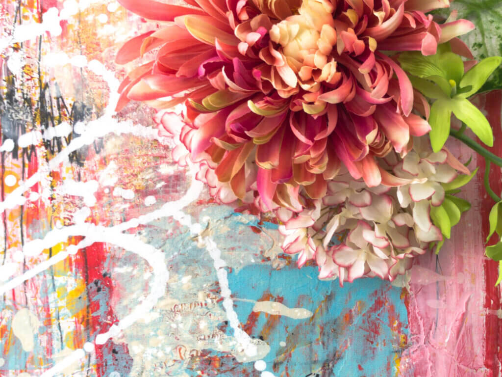 壁掛け　造花　アート