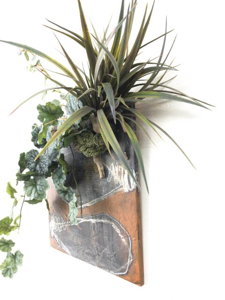 壁掛け　造花　流木　アート　フェイクグリーン