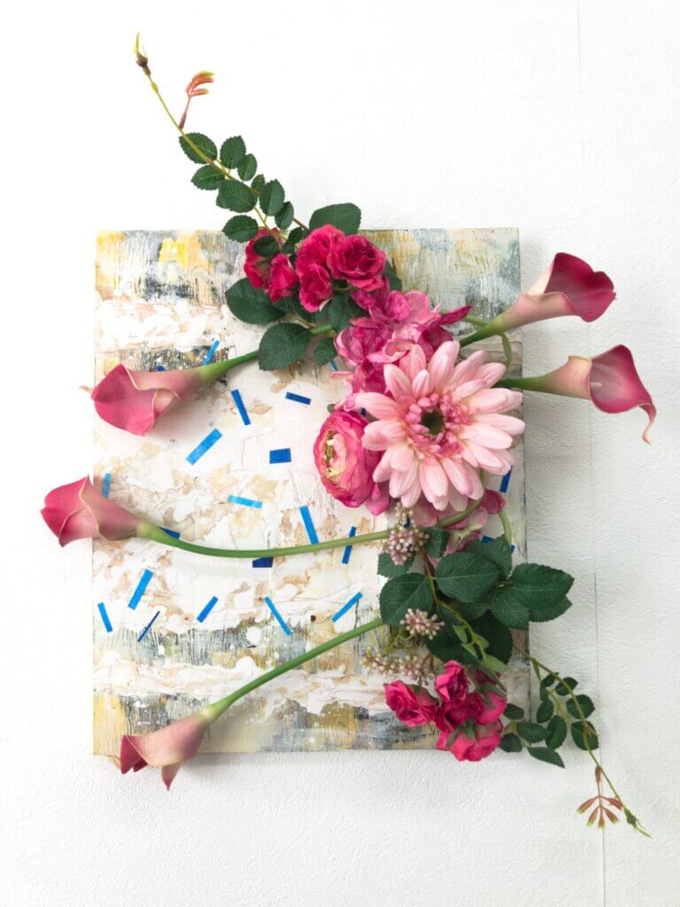 壁掛け　造花　アート　ガーベラ　カラー