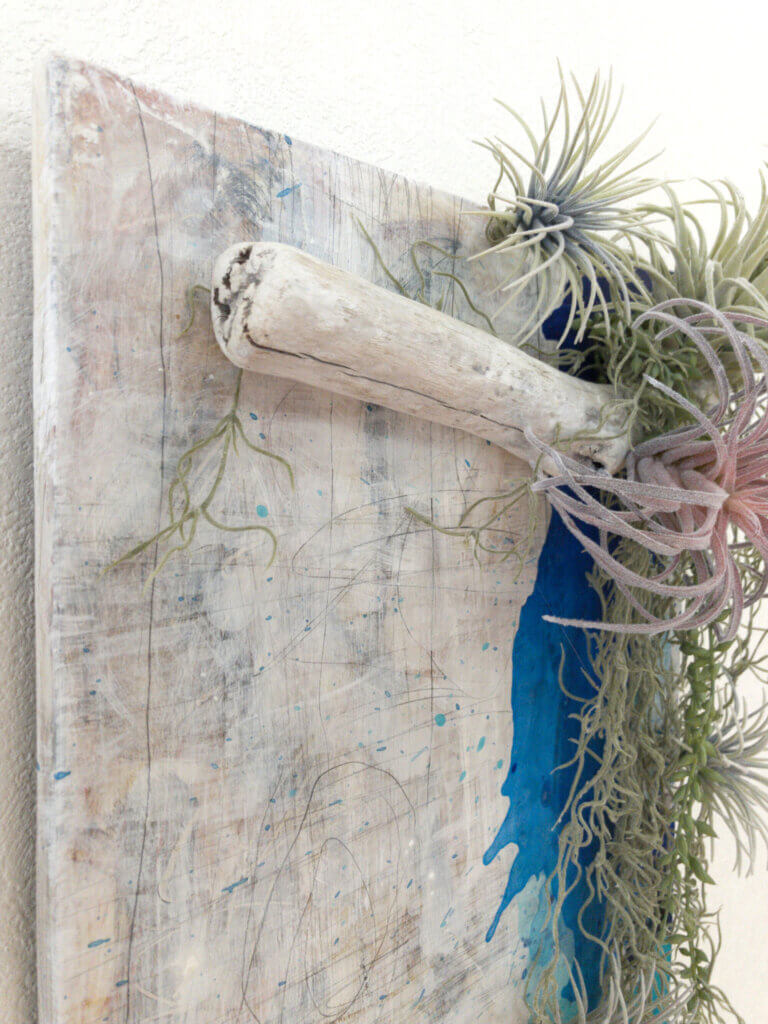 壁掛け　造花　流木　アート　フェイクグリーン