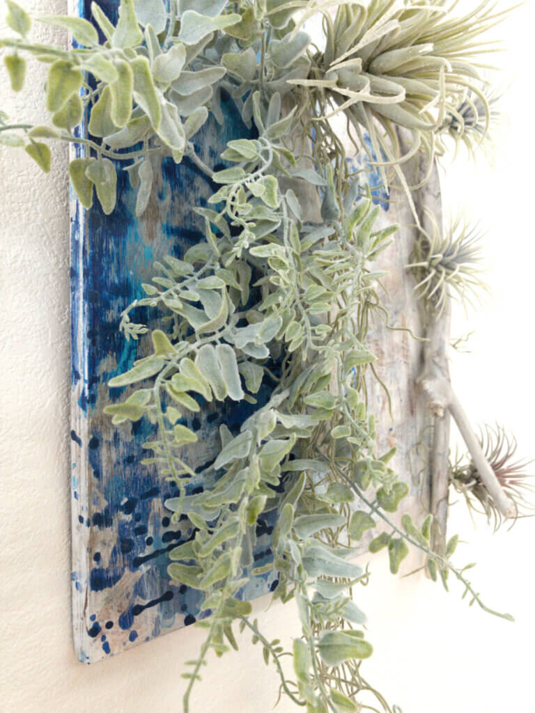 壁掛け　造花　流木　アート　フェイクグリーン