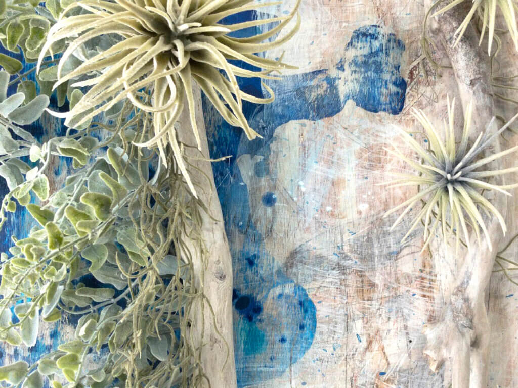 壁掛け　造花　流木　アート