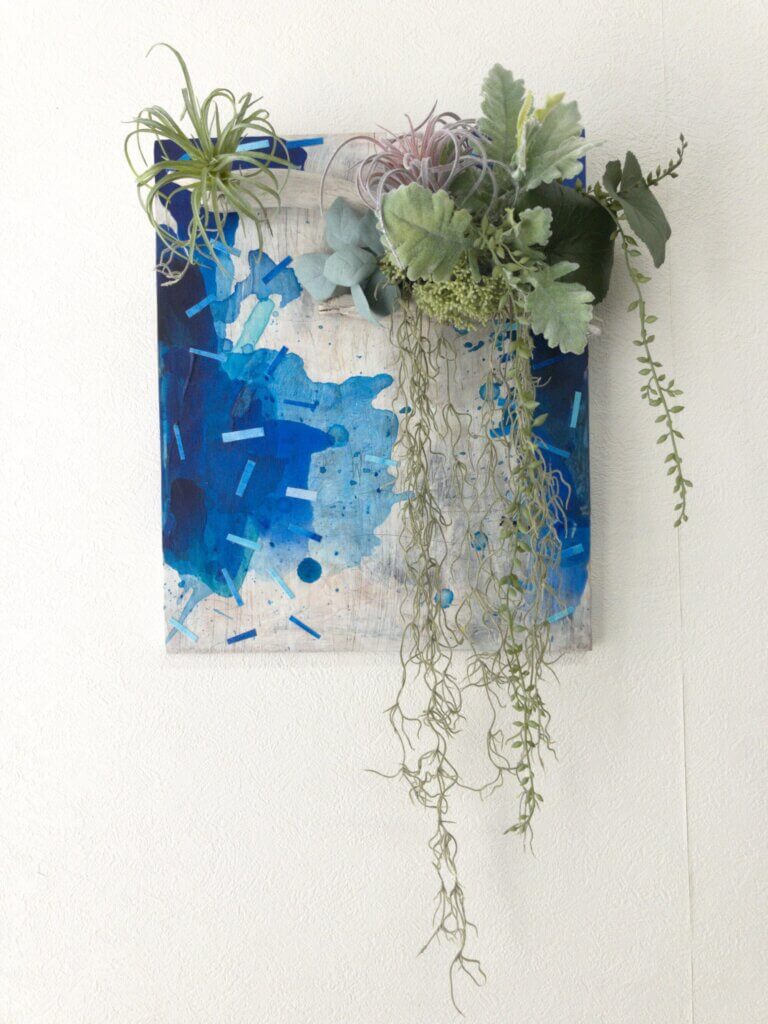 壁掛け　造花　流木　アート　フェイクグリーン
