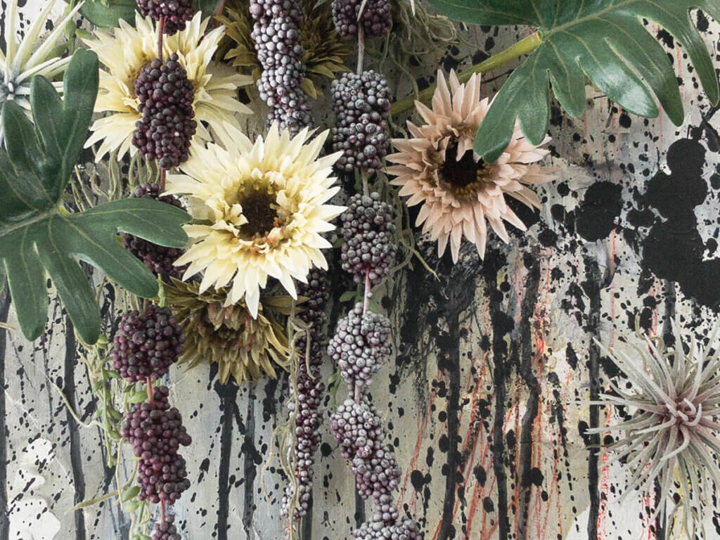 壁掛け　造花　アート　ガーベラ　アマランサス