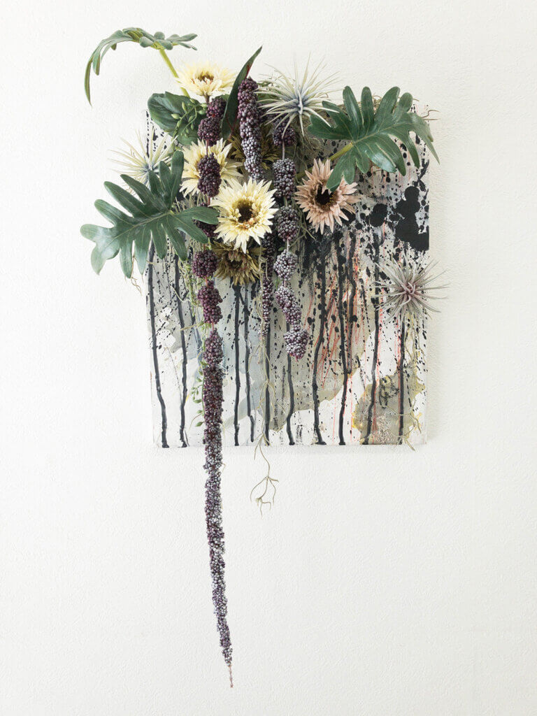 壁掛け　造花　アート　ガーベラ　クッカバラ　アマランサス