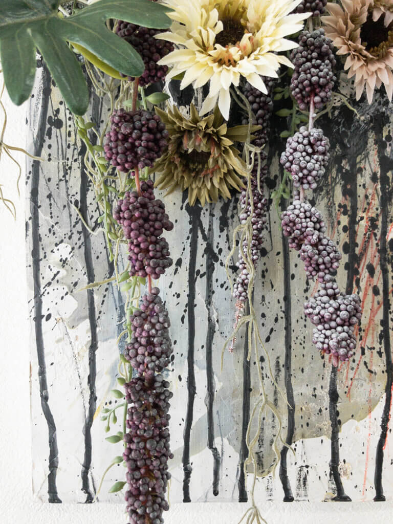 壁掛け　造花　アート　ガーベラ　アマランサス