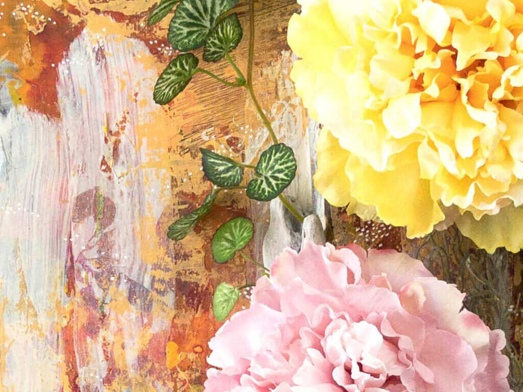 壁掛け　造花　アート　芍薬