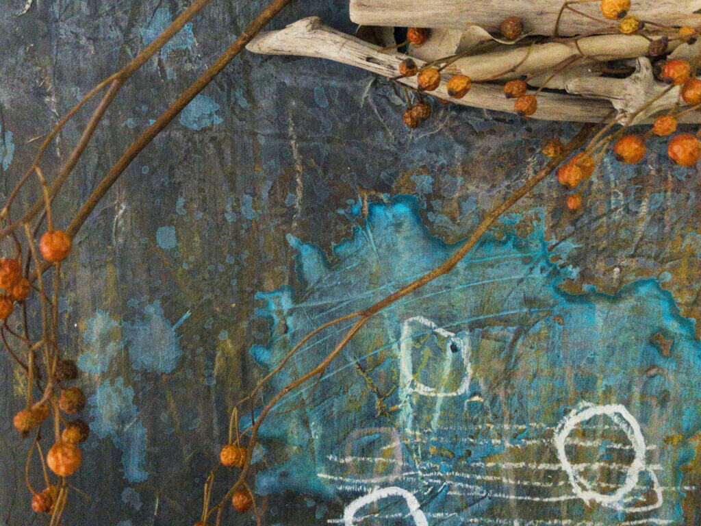 壁掛け　ドライフラワー　アート　流木