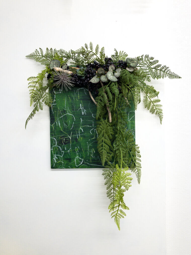壁掛け　造花　流木　アート　フェイクグリーン
