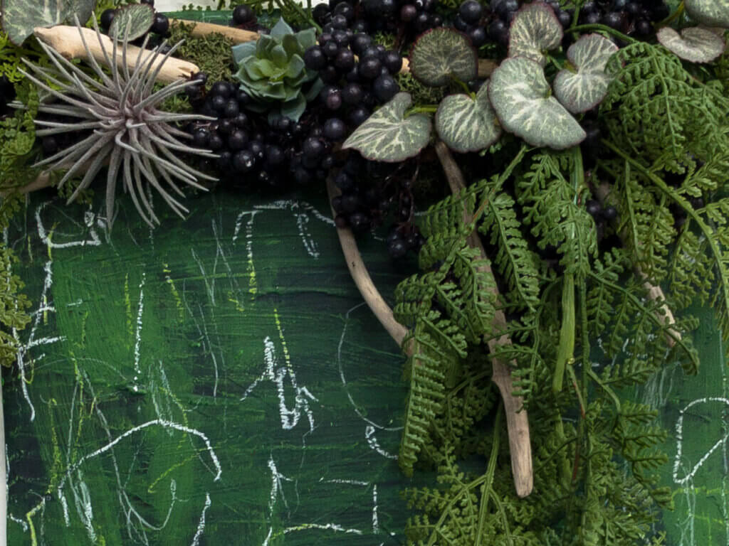 壁掛け　造花　流木　アート　フェイクグリーン