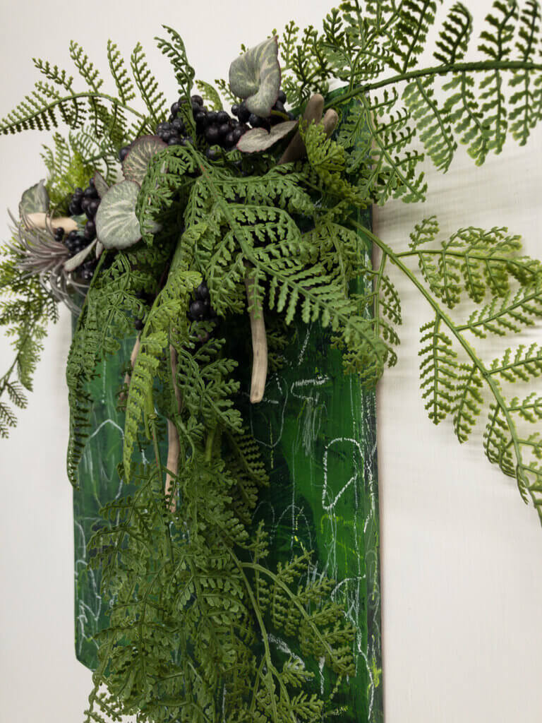 壁掛け　造花　流木　アート　フェイクグリーン
