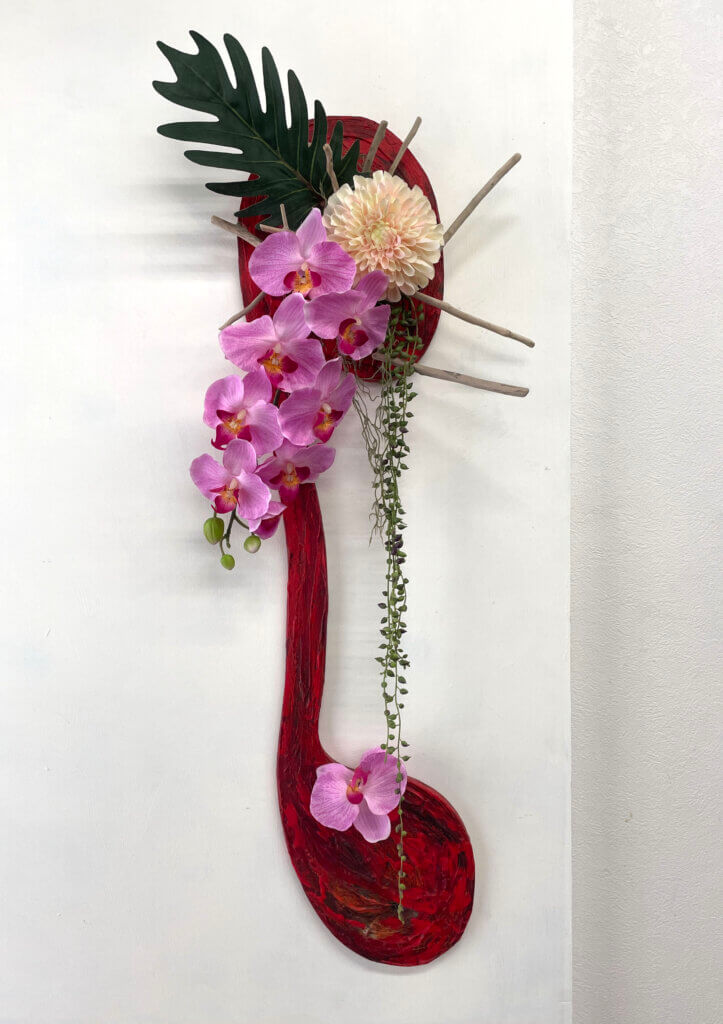 壁掛け　造花　アート　ダリア　胡蝶蘭