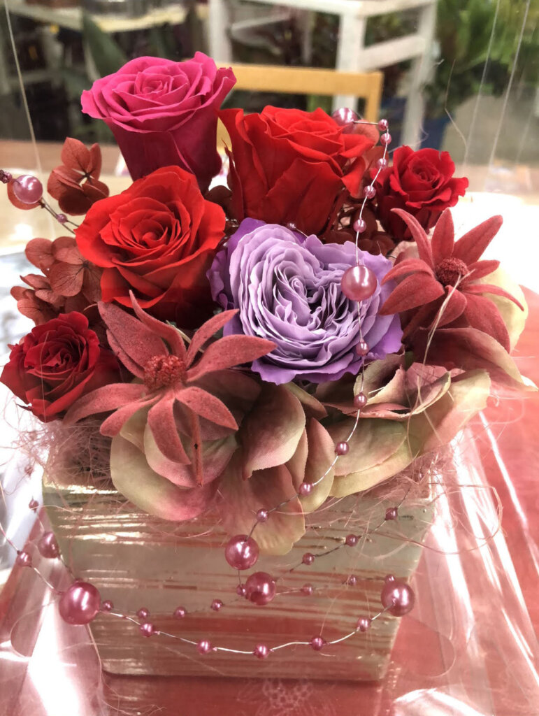 プリザーブドフラワー　赤系　