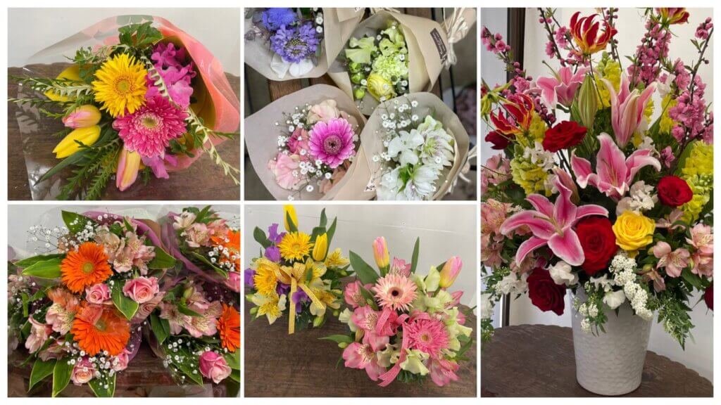 中学校と小学校の卒業式の花の画像