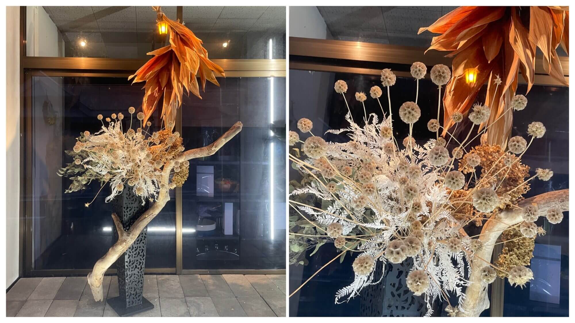 ウィンドウディスプレイ　ドライフラワー