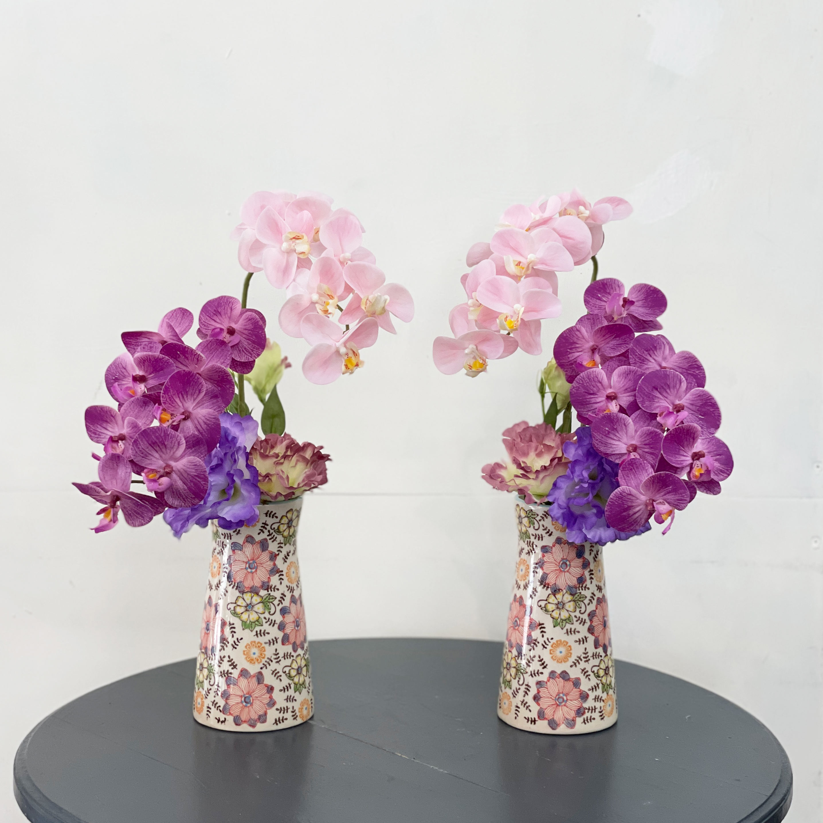 胡蝶蘭造花アレンジメント 花柄陶器 インテリア タナカヤ花店